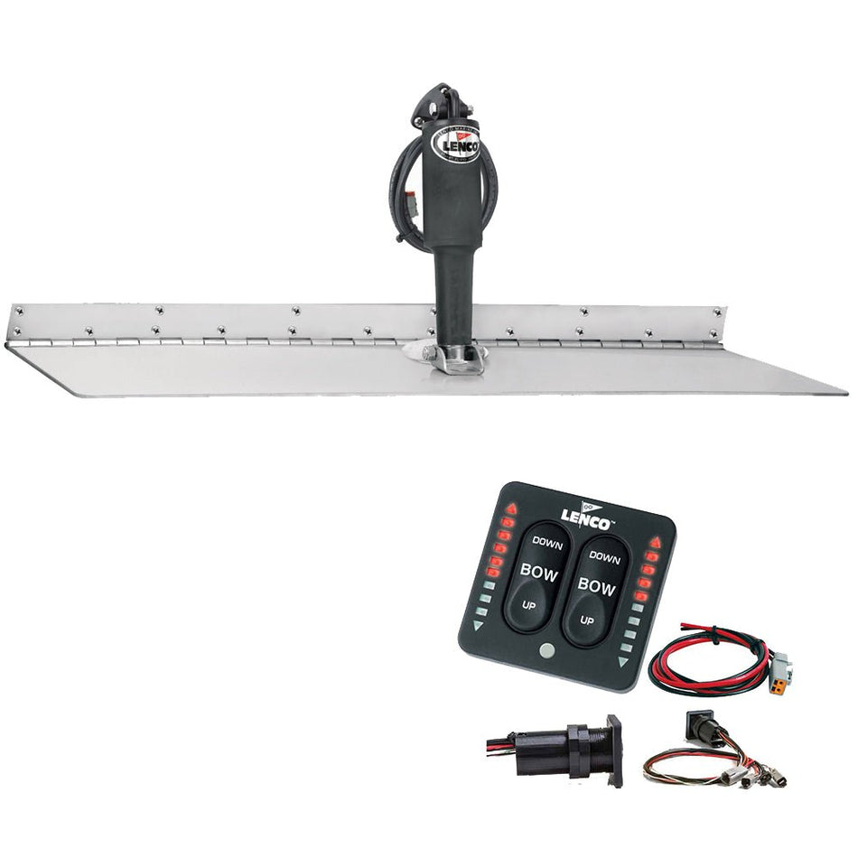 Lenco 12" x 30" Super Strong Trim Tab Kit w/LED Indicator Switch Kit 12V - Get Tight Gear