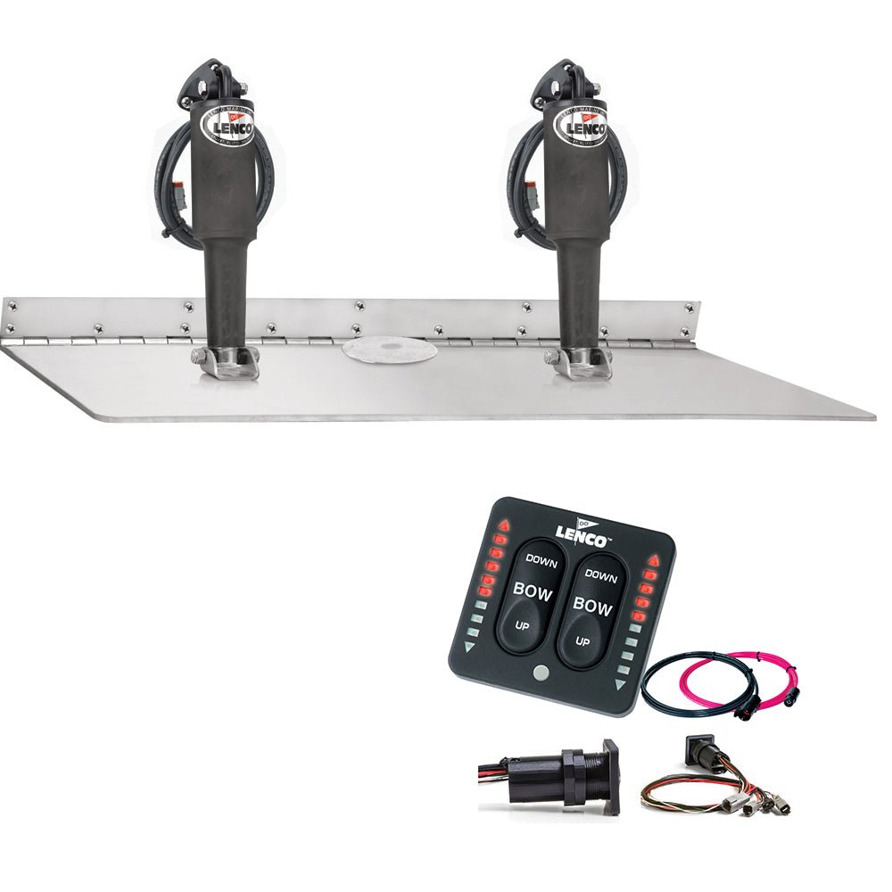 Lenco 16" x 24" Dual Actuator Super Strong Trim Tab Kit w/LED Indicator Switch Kit 12V - Get Tight Gear