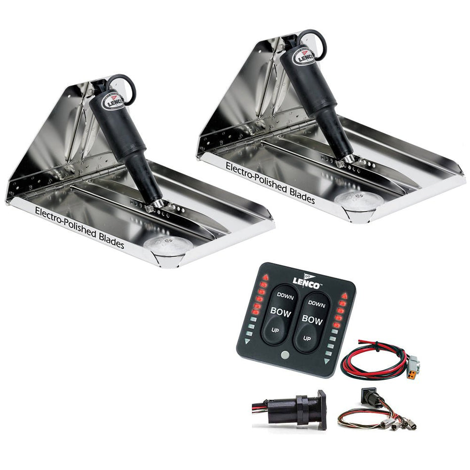 Lenco 17" x 12" Extreme Duty Performance Trim Tab Kit w/LED Indicator Switch Kit 12V - Get Tight Gear