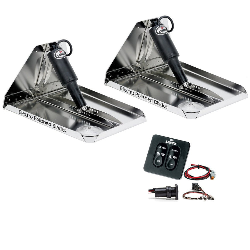 Lenco 17" x 12" Extreme Duty Performance Trim Tab Kit w/Standard Tactile Switch Kit 12V - Get Tight Gear