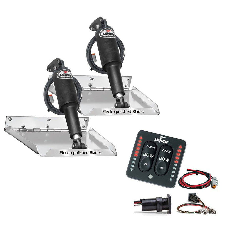 Lenco 18" x 14" Standard Performance Trim Tab Kit w/LED Indicator Switch Kit 12V - Get Tight Gear