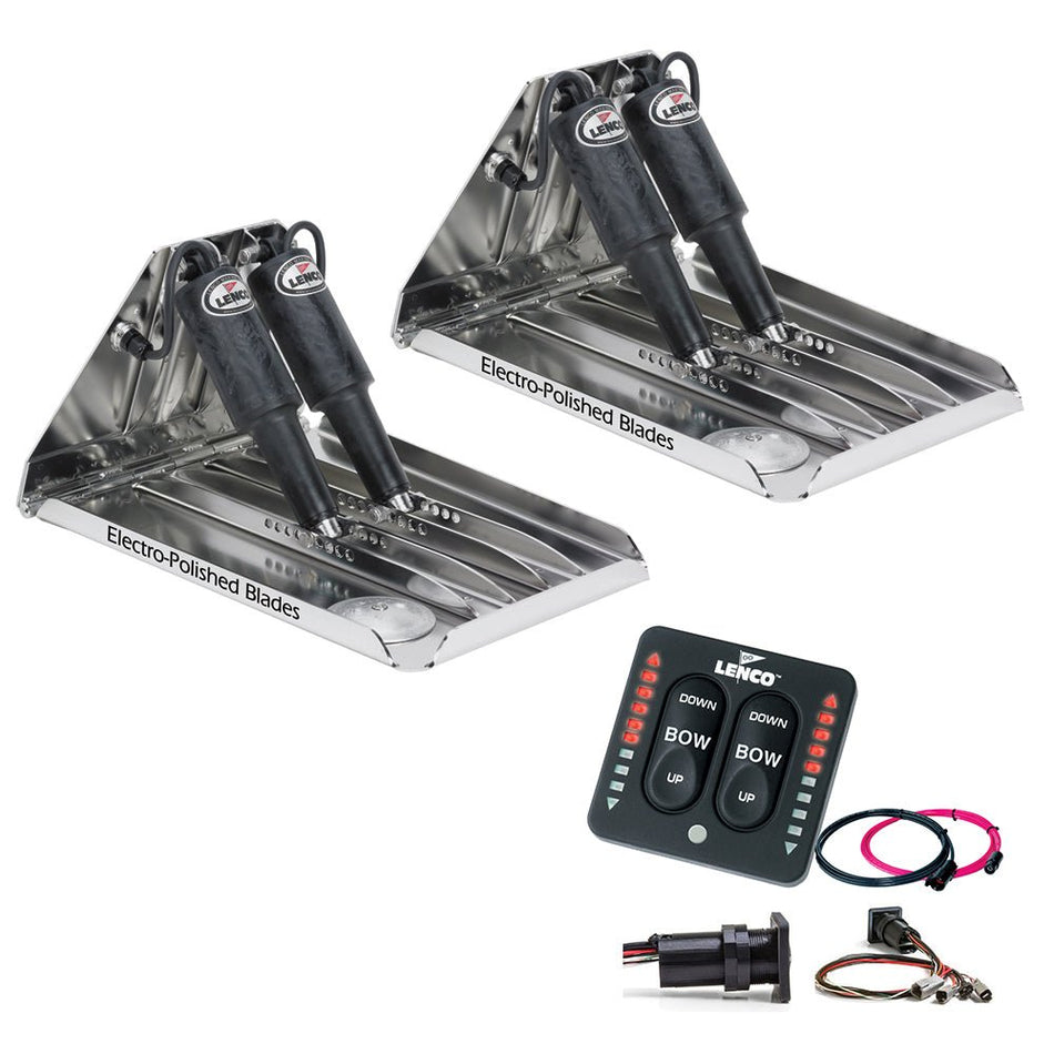 Lenco 19" x 14" Extreme Duty Performance Trim Tab Kit w/LED Indicator Switch Kit 12V - Get Tight Gear