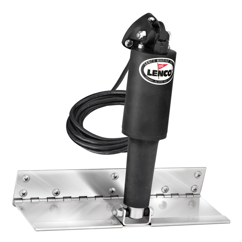 Lenco 4" x 12" Limited Space Trim Tab Kit w/o Switch Kit 12V - Electro - Polished - Standard Actuator - Get Tight Gear