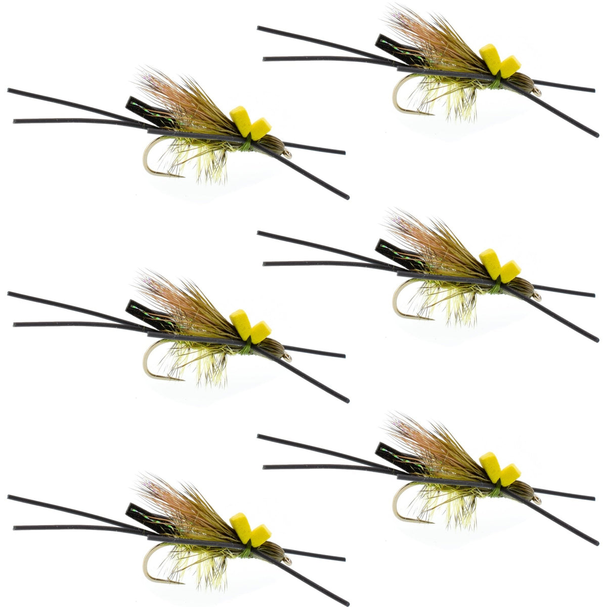 Long Tail Skwala Stone Fly Dry Trout Flies - Adult Squalla Stonefly Dry Fly - 6 Flies Hook Size 10 - Get Tight Gear