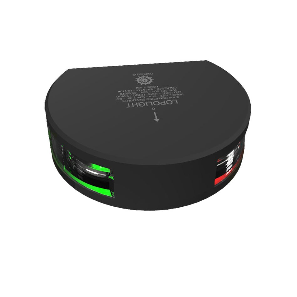 Lopolght Series 201 - 004 - Starboard & Port Sidelight - 2NM - Vertical Mount - Green/Red - Black Housing - Get Tight Gear