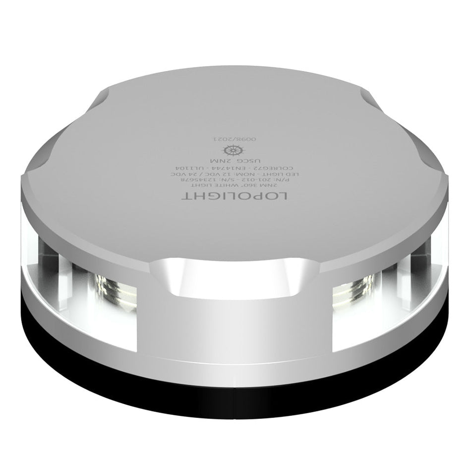 Lopolight 360 - Degree Anchor Light - 2NM - Silver Housing w/FB Base - Get Tight Gear