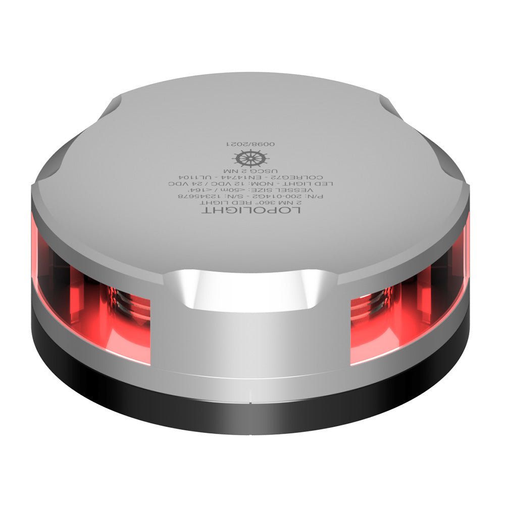Lopolight 360 - Degree Red Nav Light - 2NM - Silver Housing w/FB Base - Get Tight Gear