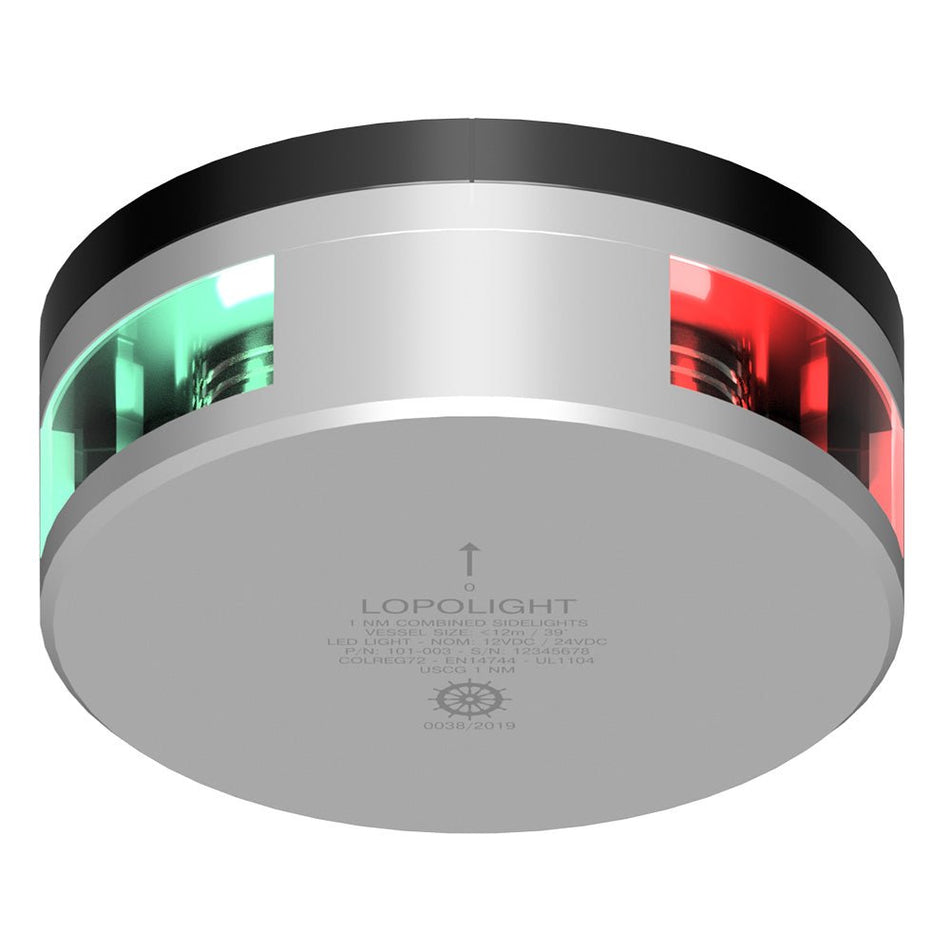 Lopolight Combined Sidelight - 1NM - Upside - Down Silver Housing w/FB Base - Get Tight Gear