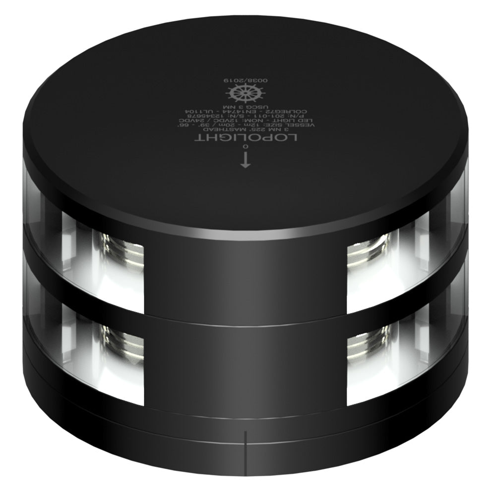 Lopolight Double Stacked Masthead Light - 3NM - Black Housing w/FB Base - Get Tight Gear