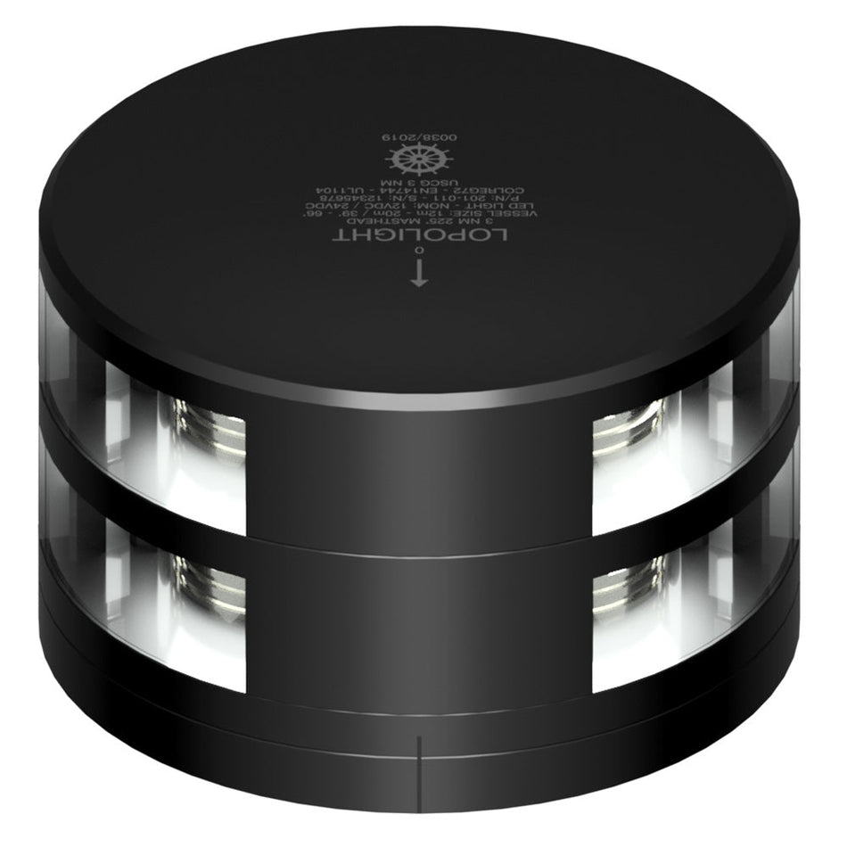 Lopolight Double Stacked Masthead Light - 3NM - Black Housing w/FB Base - Get Tight Gear