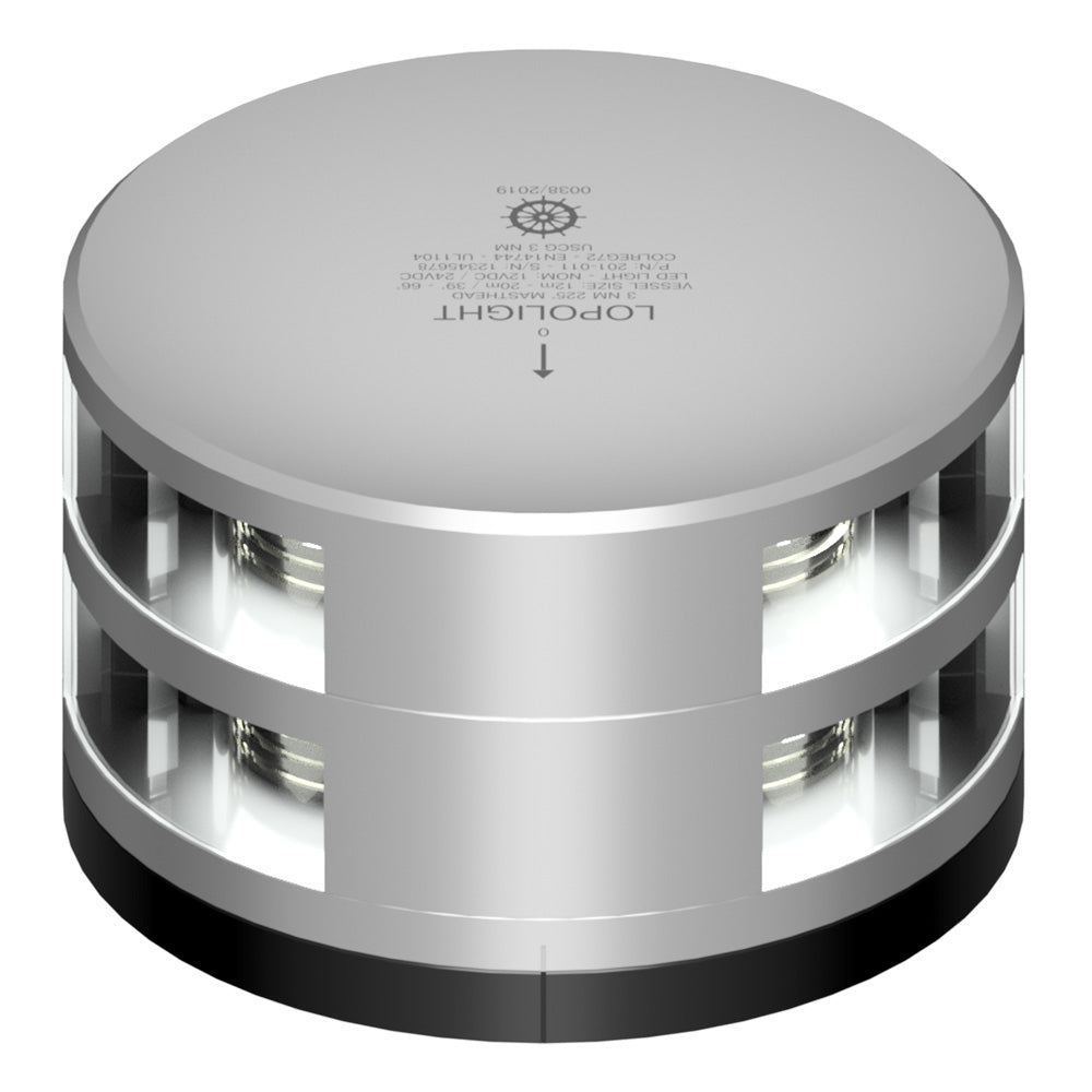 Lopolight Double Stacked Masthead Light - 3NM - Silver Housing w/FB Base - Get Tight Gear