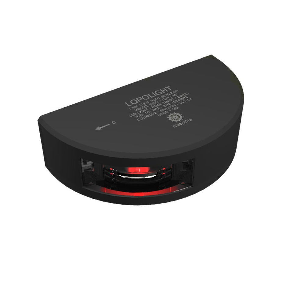 Lopolight Series 101 - 002 - Port Side Light - 1NM - Vertical Mount - Red - Black Housing - Get Tight Gear