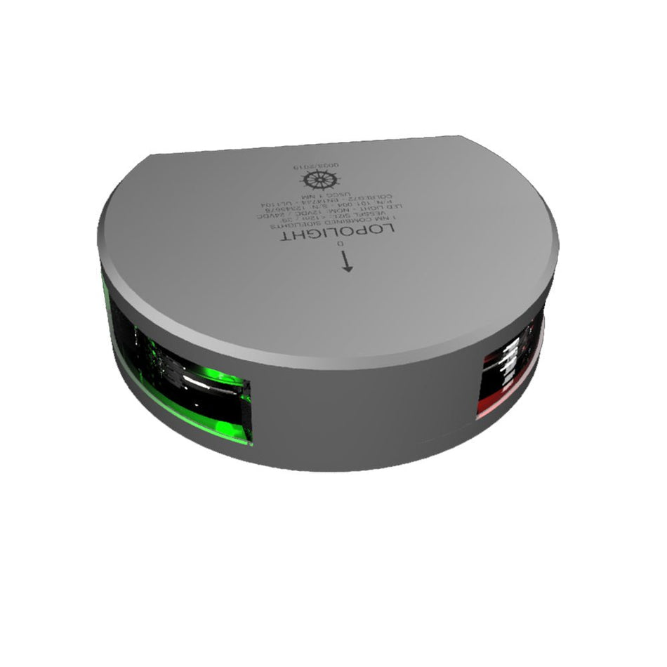 Lopolight Series 101 - 004 Starboard & Port Side Light - 1NM - Vertical Mount - Green/Red - Silver Housing - Get Tight Gear