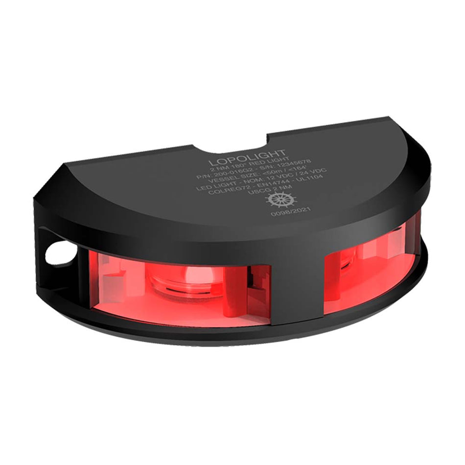 Lopolight Series 200 - 016 - Navigation Light - 2NM - Vertical Mount - Red - Black Housing - Get Tight Gear