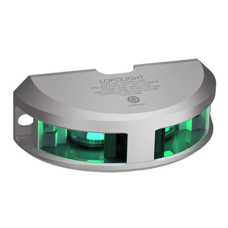 Lopolight Series 200 - 018 - Navigation Light - 2NM - Vertical Mount - Green - Silver Housing - Get Tight Gear