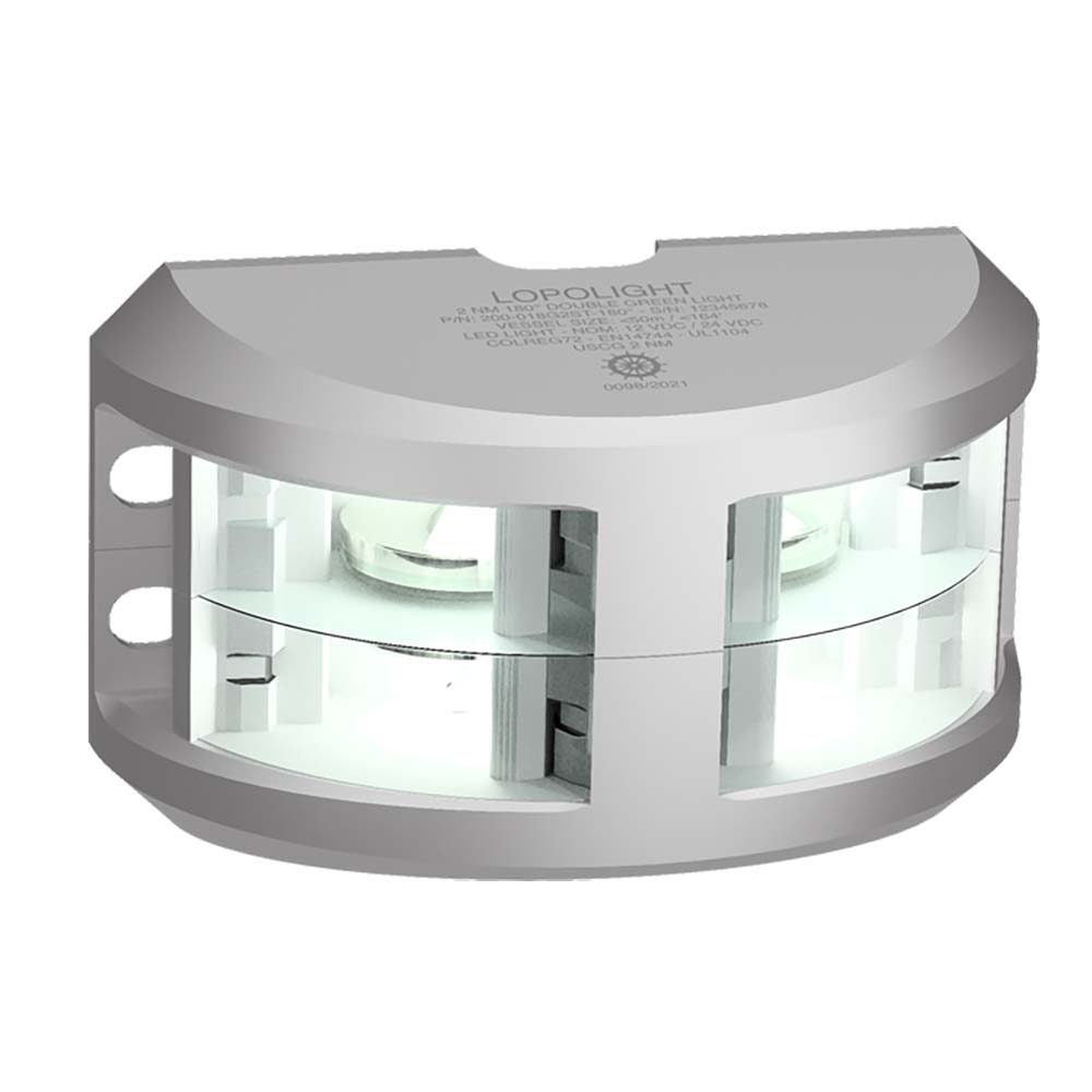 Lopolight Series 200 - 024 - Double Stacked Navigation Light - 2NM - Vertical Mount - White - Silver Housing - Get Tight Gear