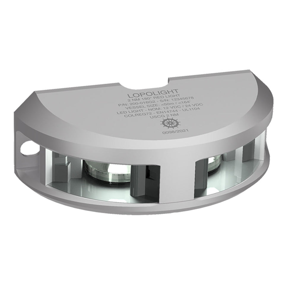 Lopolight Series 200 - 024 - Navigation Light - 2NM - Vertical Mount - White - Silver Housing - 6M Cable - Get Tight Gear