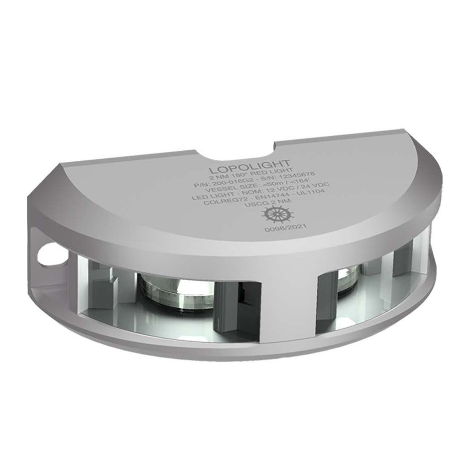 Lopolight Series 200 - 024 - Navigation Light - 2NM - Vertical Mount - White - Silver Housing - Get Tight Gear