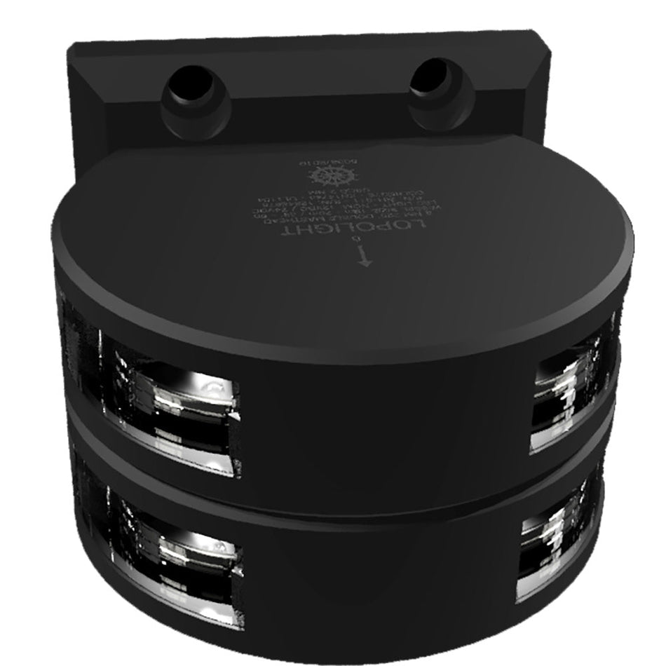 Lopolight Series 201 - 011 - Double Stacked Masthead Light - 3NM - Vertical Mount - White - Black Housing - Get Tight Gear
