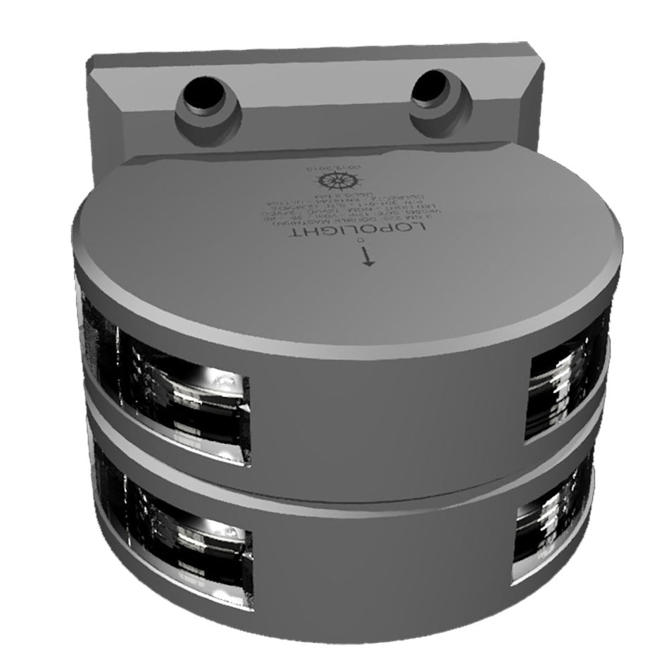 Lopolight Series 201 - 011 - Double Stacked Masthead Light - 3NM - Vertical Mount - White - Silver Housing - Get Tight Gear