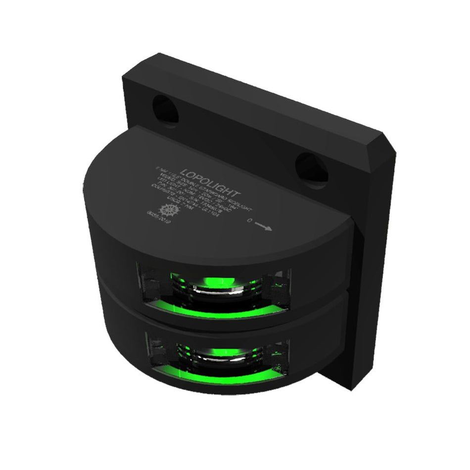 Lopolight Series 301 - 001 - Double Stacked Starboard Sidelight - 2NM - Vertical Mount - Green - Black Housing - Get Tight Gear