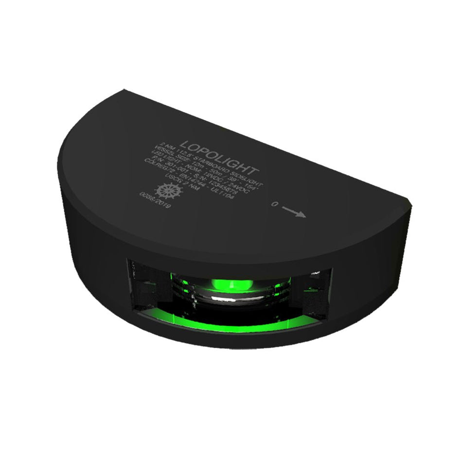 Lopolight Series 301 - 001 - Starboard Sidelight - 2NM - Vertical Mount - Green - Black Housing - Get Tight Gear