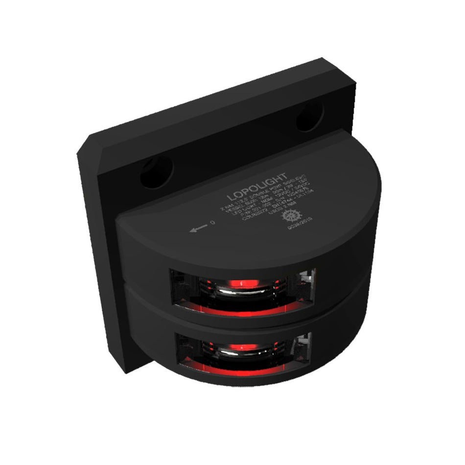 Lopolight Series 301 - 002 - Double Stacked Port Sidelight - 2NM - Vertical Mount - Red - Black Housing - Get Tight Gear