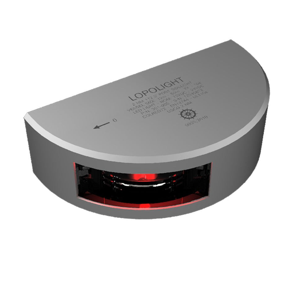 Lopolight Series 301 - 002 - Navigation Light - 2NM - Vertical Mount - Red - Silver Housing - 6M Cable - Get Tight Gear