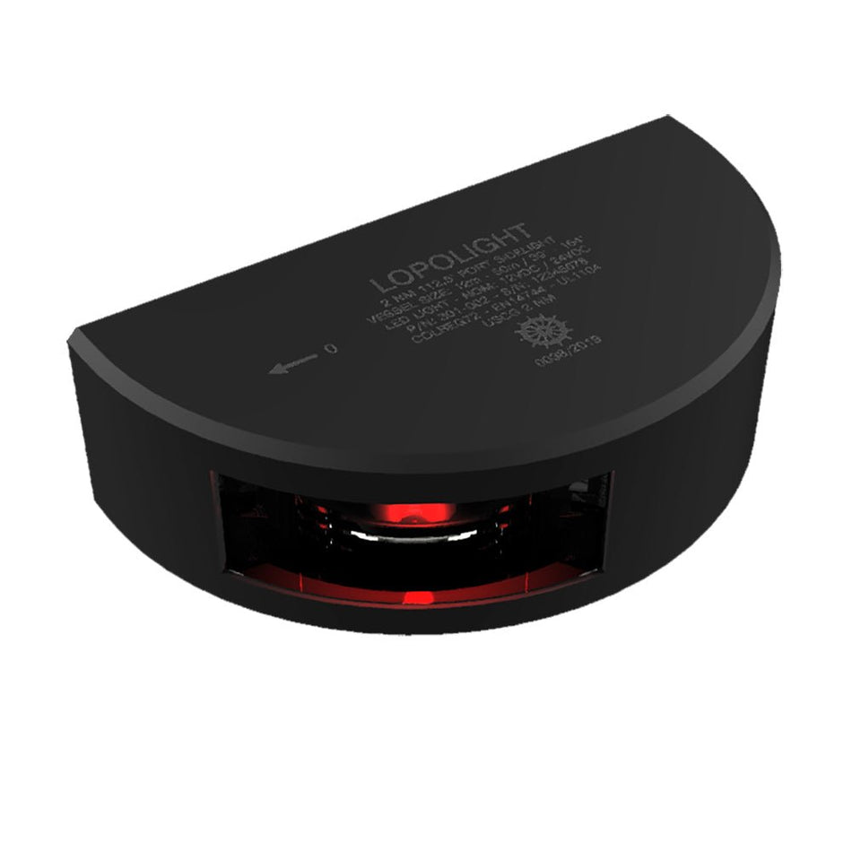 Lopolight Series 301 - 002 - Port Sidelight - 2NM - Vertical Mount - Red - Black Housing - 6M Cable - Get Tight Gear