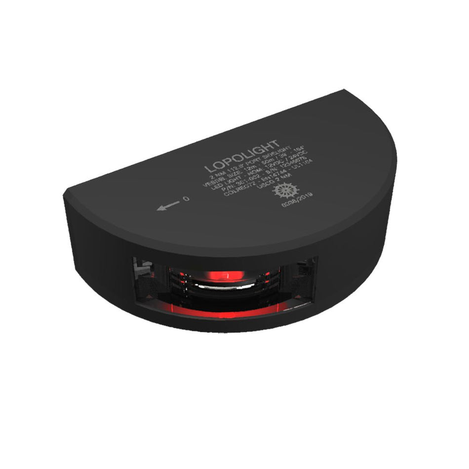 Lopolight Series 301 - 002 - Port Sidelight - 2NM - Vertical Mount - Red - Black Housing - Get Tight Gear