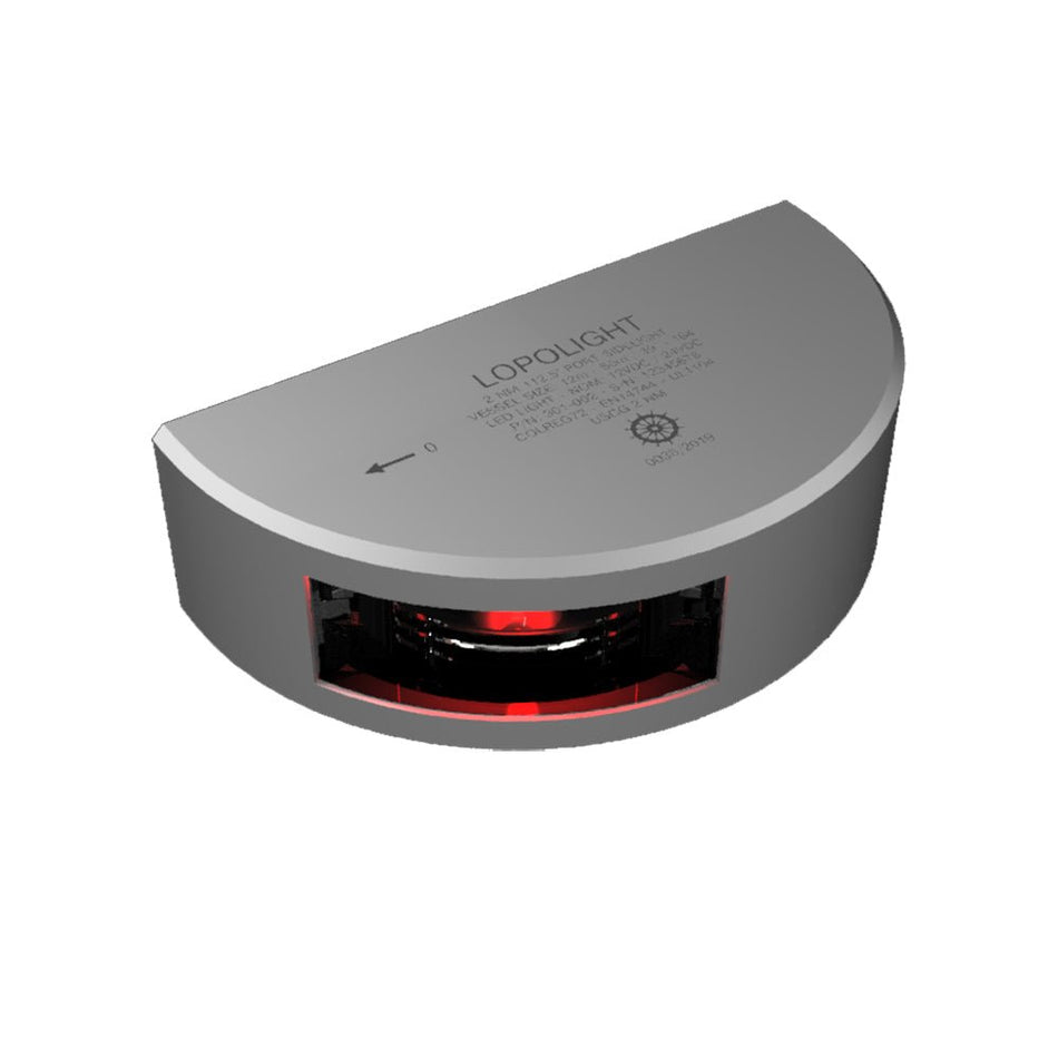 Lopolight Series 301 - 002 - Port Sidelight - 2NM - Vertical Mount - Red - Silver Housing - Get Tight Gear