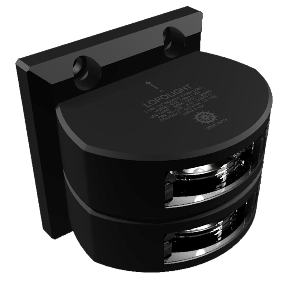 Lopolight Series 301 - 006 - Double Stacked Stern Light - 2NM - Vertical Mount - White - Black Housing - Get Tight Gear