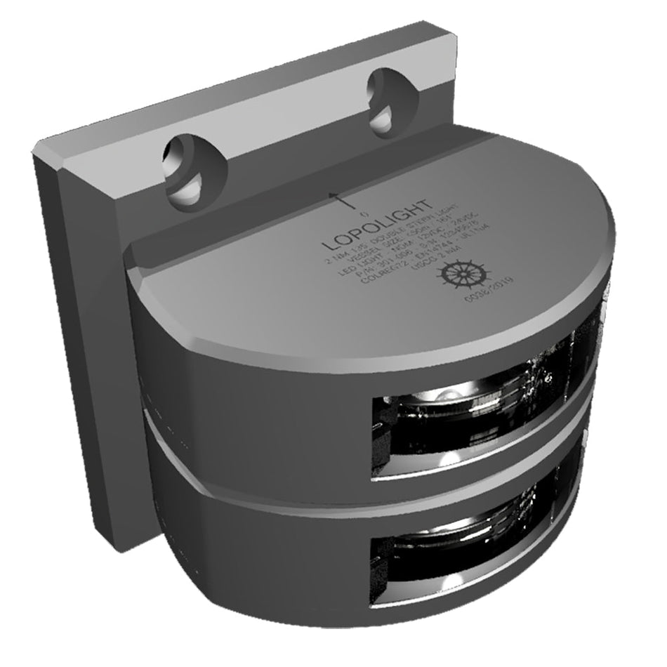 Lopolight Series 301 - 006 - Double Stacked Stern Light - 2NM - Vertical Mount - White - Silver Housing - Get Tight Gear