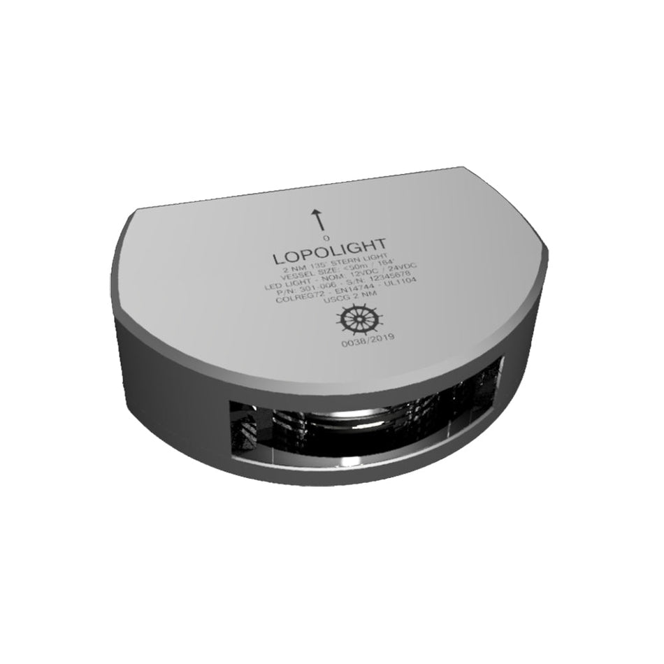 Lopolight Series 301 - 006 - Stern Light - 2NM - Vertical Mount - White - Silver Housing - Get Tight Gear