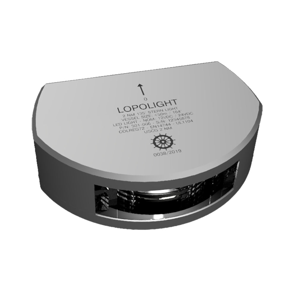 Lopolight Series 301 - 006 - Stern Light - 2NM - Vertical Mount - White - Silver Housing - 6M Cable - Get Tight Gear