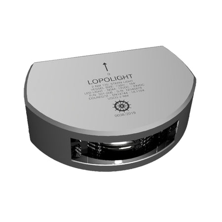 Lopolight Series 301 - 006 - Stern Light - 2NM - Vertical Mount - White - Silver Housing - 6M Cable - Get Tight Gear