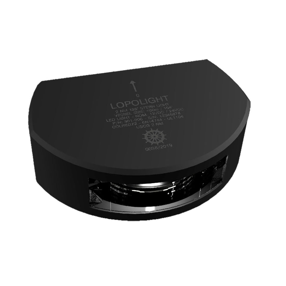 Lopolight Series 301 - 006 - Stern Light w/Deck Light - 2NM - Vertical Mount - White - Black Housing - 6M Cable - Get Tight Gear