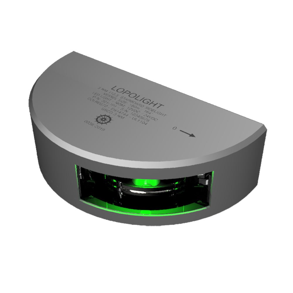 Lopolight Series 301 - 101 - Starboard Sideight - 3NM - Vertical Mount - Green - Silver Housing - Get Tight Gear
