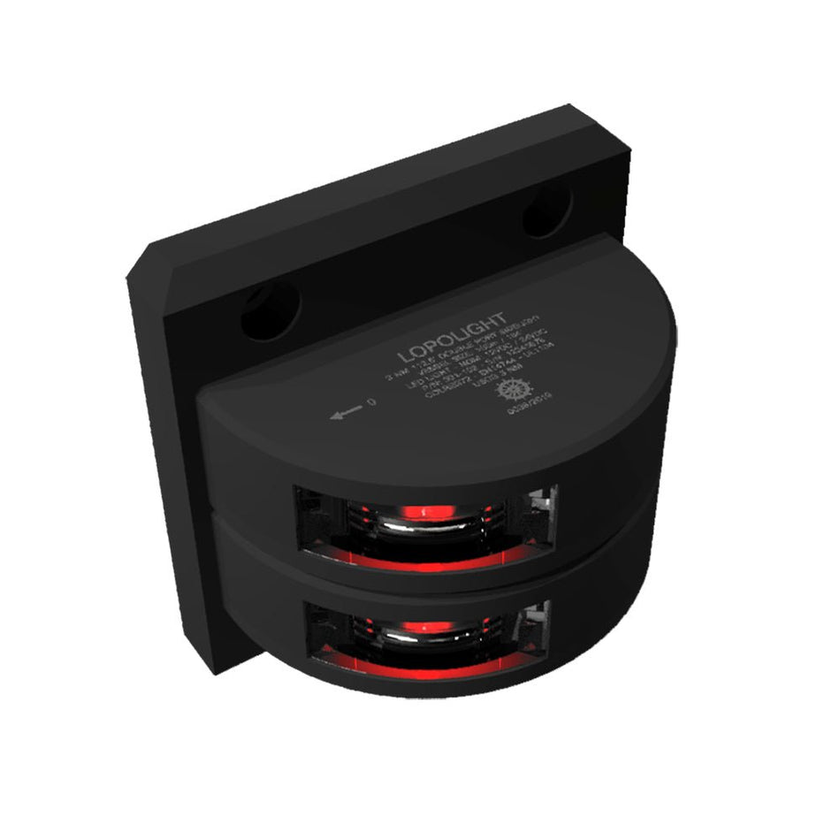 Lopolight Series 301 - 102 - Double Stacked Port Sidelight - 3NM - Vertical Mount - Red - Black Housing - Get Tight Gear