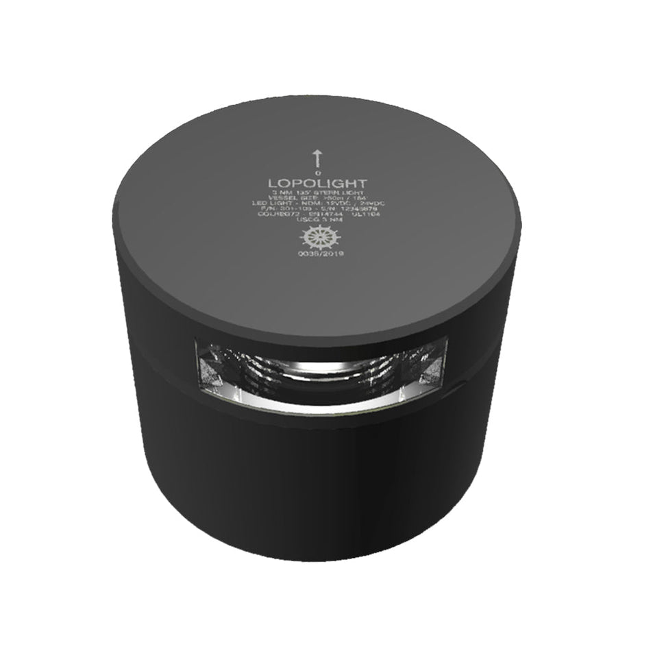 Lopolight Series 301 - 105 - Stern Light - 3NM - Horizontal Mount - White - Black Housing - Get Tight Gear