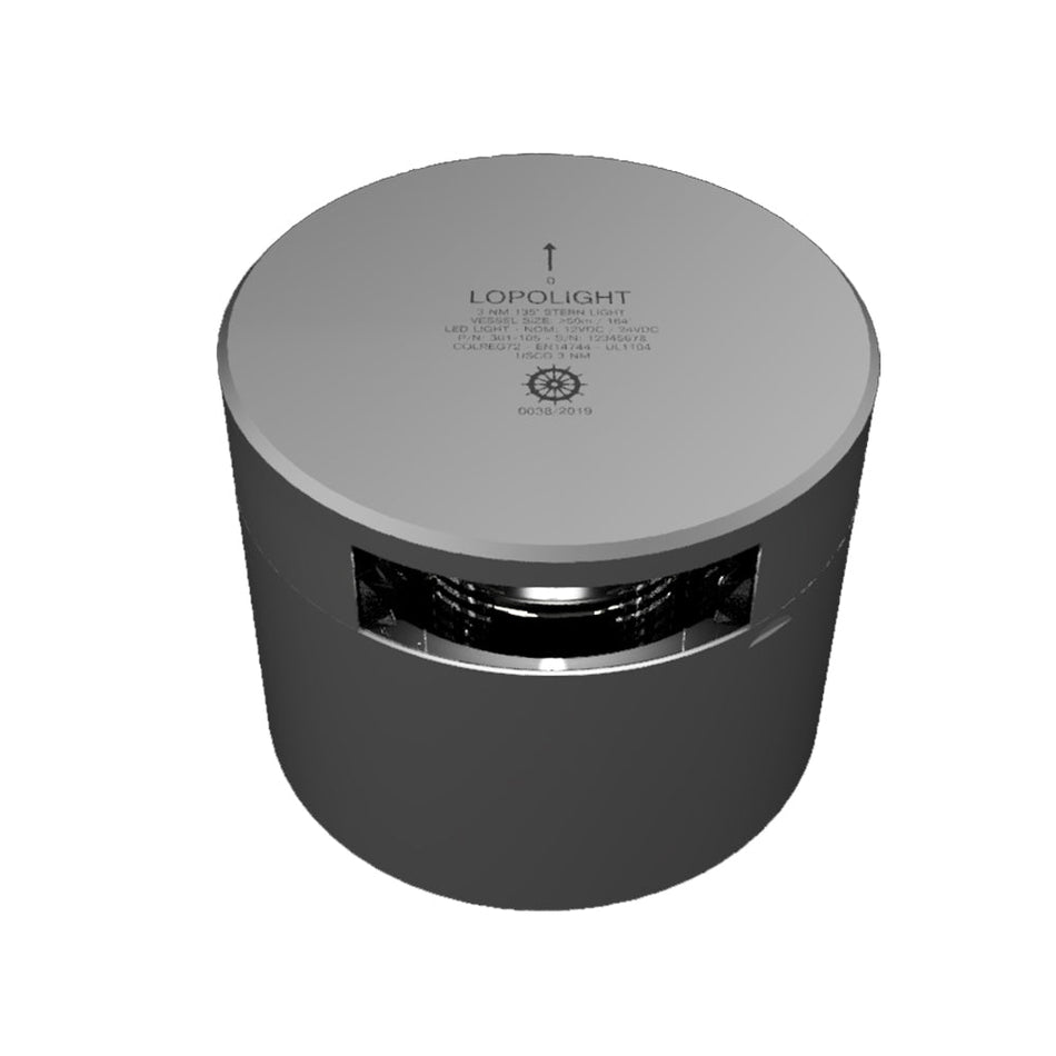 Lopolight Series 301 - 105 - Stern Light - 3NM - Horizontal Mount - White - Silver Housing - Get Tight Gear