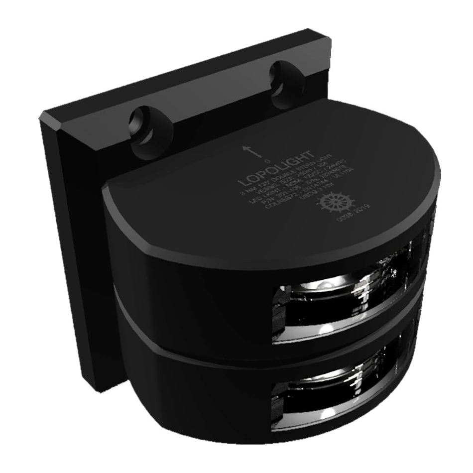 Lopolight Series 301 - 106 - Double Stacked Stern Light - 3NM - Vertical Mount - White - Black Housing - Get Tight Gear