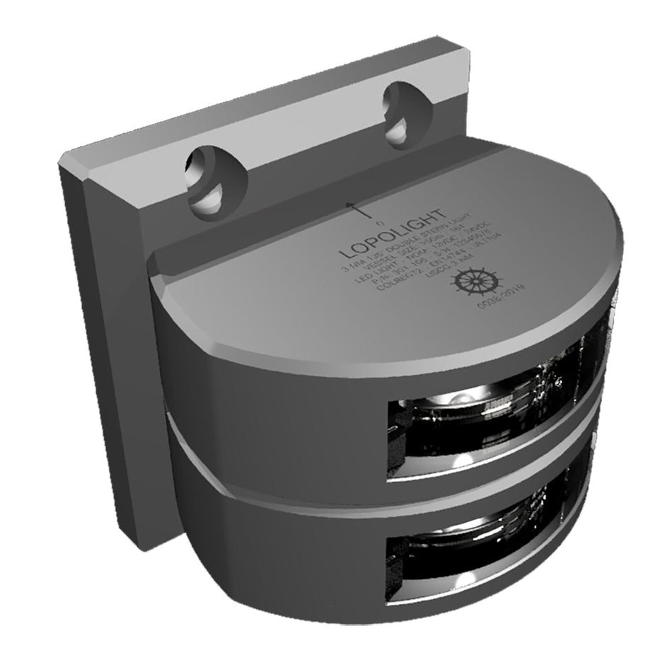Lopolight Series 301 - 106 - Double Stacked Stern Light - 3NM - Vertical Mount - White - Silver Housing - Get Tight Gear