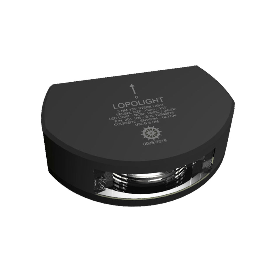 Lopolight Series 301 - 106 - Stern Light - 3NM - Vertical Mount - White - Black Housing - Get Tight Gear