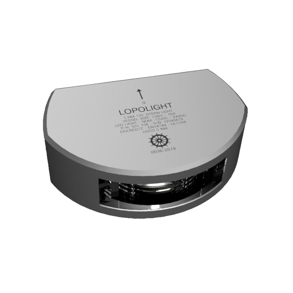 Lopolight Series 301 - 106 - Stern Light - 3NM - Vertical Mount - White - Silver Housing - Get Tight Gear