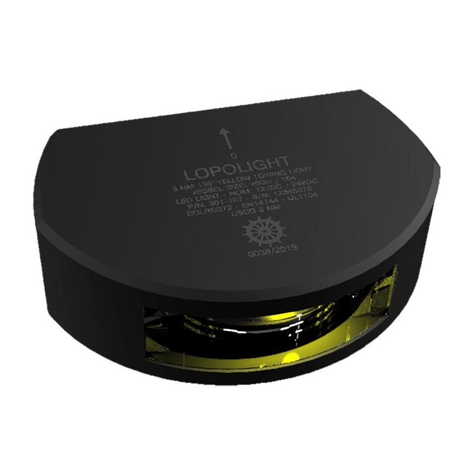 Lopolight Series 301 - 107 - Stern Towing Light - 3NM - Vertical Mount - Amber - Black Housing - Get Tight Gear