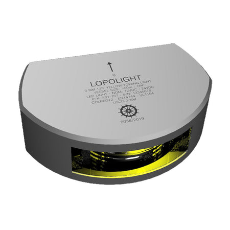 Lopolight Series 301 - 107 - Stern Towing Light - 3NM - Vertical Mount - Amber - Silver Housing - Get Tight Gear