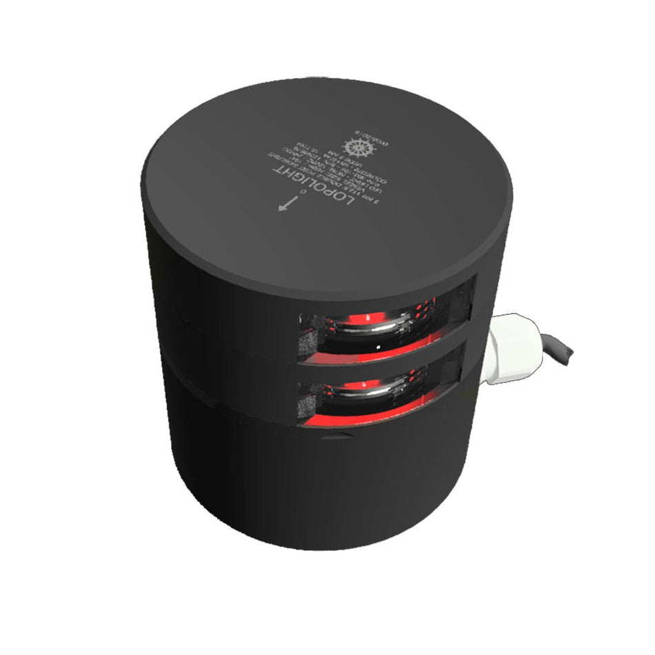 Lopolight Series 301 - 109 - Double Stacked Navigation Light - 3NM - Horizontal Mount - Red - Black Housing - Get Tight Gear