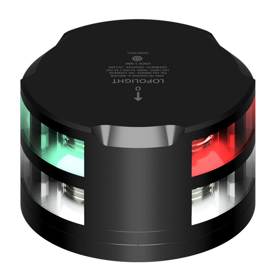 Lopolight Tri - Color Anchor Light - 1NM - Black Housing w/FB Base - Get Tight Gear