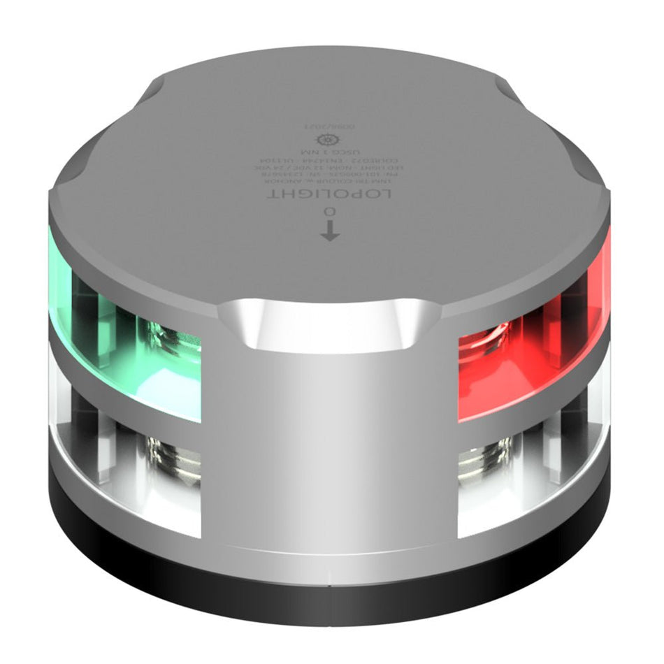 Lopolight Tri - Color Anchor Light - 1NM - Silver Housing w/FB Base - Get Tight Gear